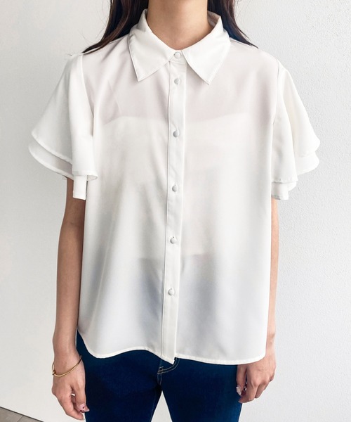 ジルサンダー　シャツ　ブラウス　ボウタイ　リボン　白　半袖 AZUL BY MOUSSY | ボウタイリボンブラウス (シャツ・ブラウス ) |SHEL