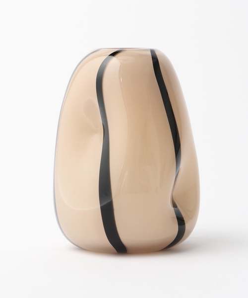 花973koibitomisaki大花printAラインTU(BE・GR) journal standard Furniture 花瓶 FLOWER VASE STRIPE 20 花器