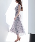 ワンピース 花柄シフォン生地ミモレ丈ワンピースの詳細画像3