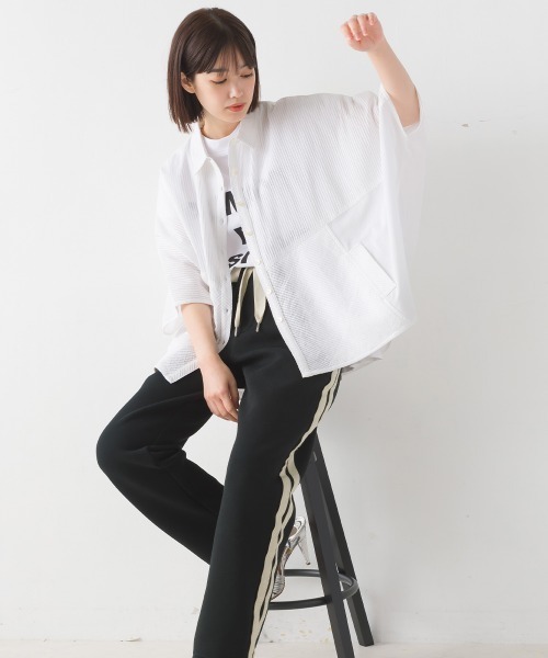beautiful people コットン 半袖シャツブラウス　ピンタックシャツ OMNES（ファッション） ブラウス シャツ コットンキャンブリック