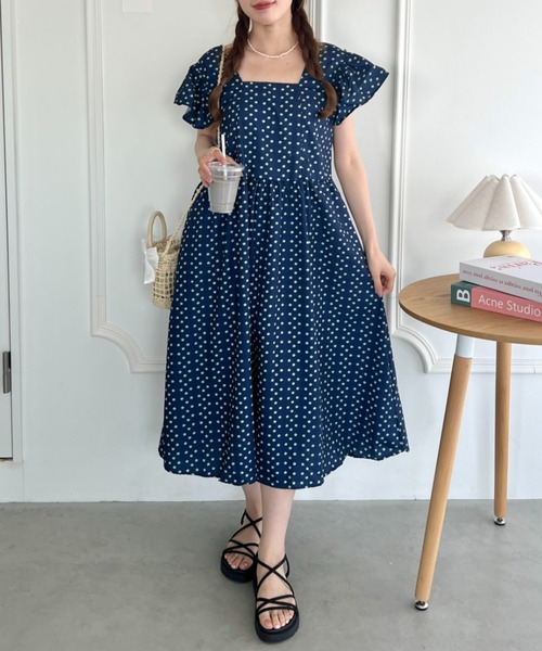 Loueme ワンピース フリルスリーブ花柄ロングワンピース : ZOZOTOWN