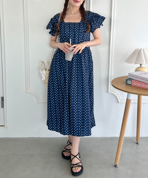 Loueme ワンピース フリルスリーブ花柄ロングワンピース : ZOZOTOWN