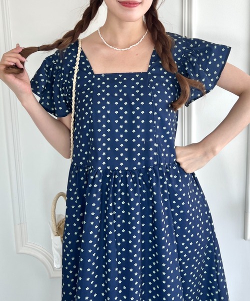 Loueme ワンピース フリルスリーブ花柄ロングワンピース : ZOZOTOWN