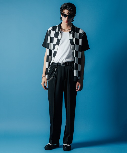CRIMIE ラガーシャツ CRIMIE シャツ CHECKER FLAG EASY CARE SHORT SLEEVE SHIRT