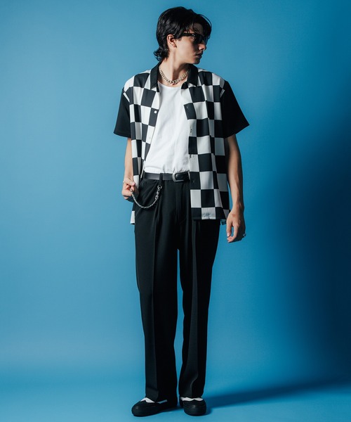 CRIMIE ラガーシャツ CRIMIE シャツ CHECKER FLAG EASY CARE SHORT SLEEVE SHIRT