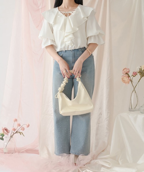 エピヌ アームボリュームフリルクロップドブラウス トレンド感満載ブラウス❤︎arm volume frill cropped blouse