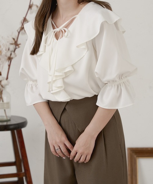Ambre Neige ブラウス シャツ drawstring volume fill blouse