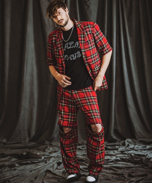 ジッパー付き単丈ジャケット JIL SANDER | WOOL PLAID ZIP-UP SHIRT