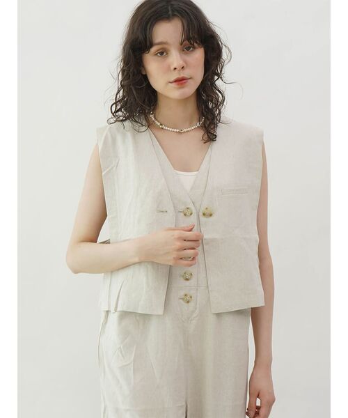 FIKA.（フィーカ） ベスト ジレ Linen blend short vest レディース