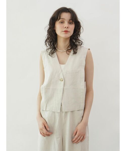 FIKA.（フィーカ） ベスト ジレ Linen blend short vest レディース