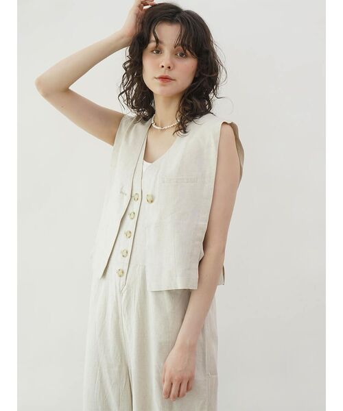 FIKA.（フィーカ） ベスト ジレ Linen blend short vest レディース