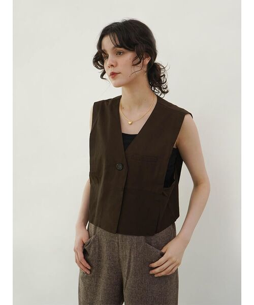 FIKA.（フィーカ） ベスト ジレ Linen blend short vest レディース