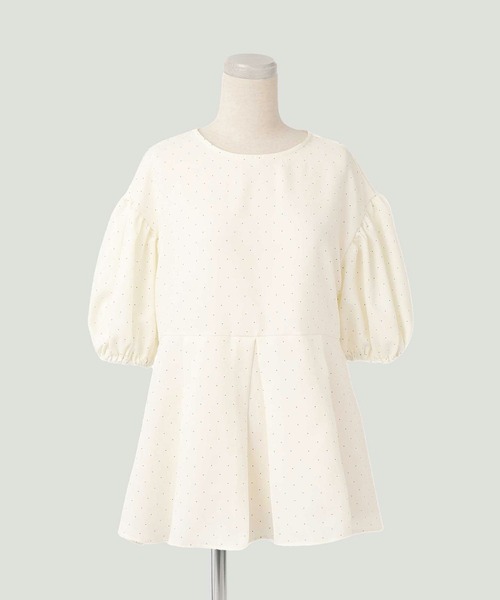 ブラウス シャツ ピンドット タック ペプラム ブラウス HUIT レディース