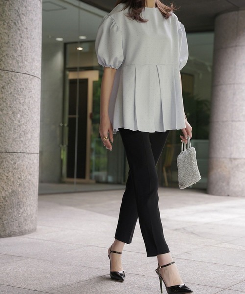 ブラウス シャツ ピンドット タック ペプラム ブラウス HUIT レディース HUIT bouquet ブラウス シャツ ピンドット タック ペプラム