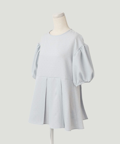 ブラウス シャツ ピンドット タック ペプラム ブラウス HUIT レディース HUIT bouquet ブラウス シャツ ピンドット タック ペプラム