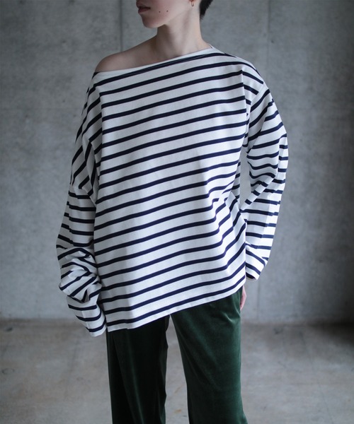 tシャツ ASYMMETRIC BORDER TOP レディース