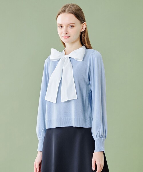 ▽▽ BLUE LABEL レディース コットンニット SIZE 38 55N24-151-25 ブルー 未使用に近い BLUE LABEL レディース コットンニット SIZE 38 55N24-151-25