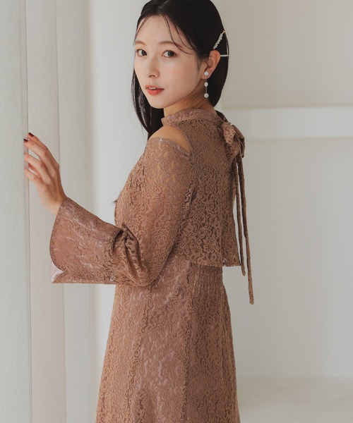 haremode ドレス ショルダークロスラインレース オケージョン