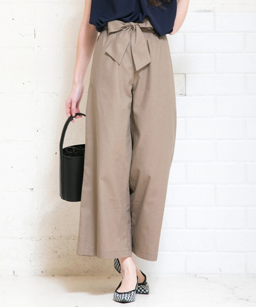 アカネウツノミヤ ワイドパンツ リボンベルト付 パンツ ワイドパンツ リボンベルト付き レディース : ZOZOTOWN