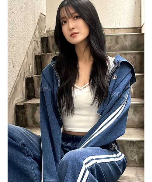 GYDA ブルゾン アウター GD 2ラインカットデニムショートZIP UP