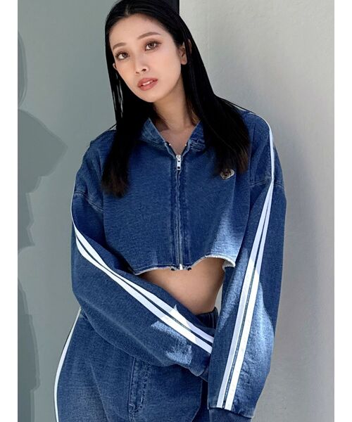 GYDA ブルゾン アウター GD 2ラインカットデニムショートZIP UP