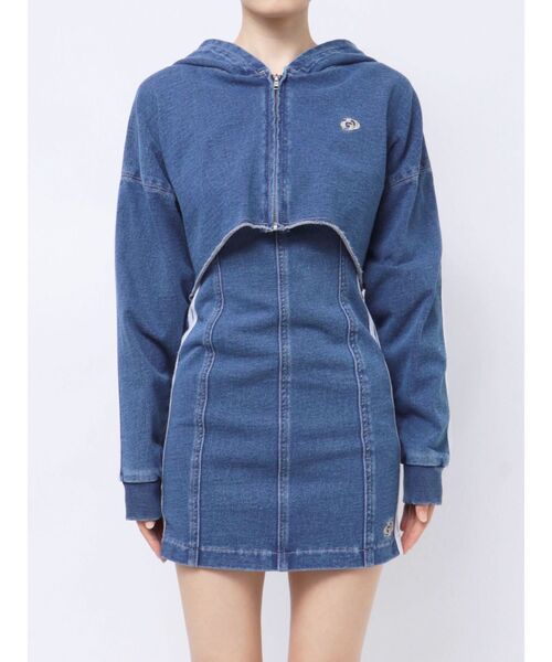 GYDA ブルゾン アウター GD 2ラインカットデニムショートZIP UP