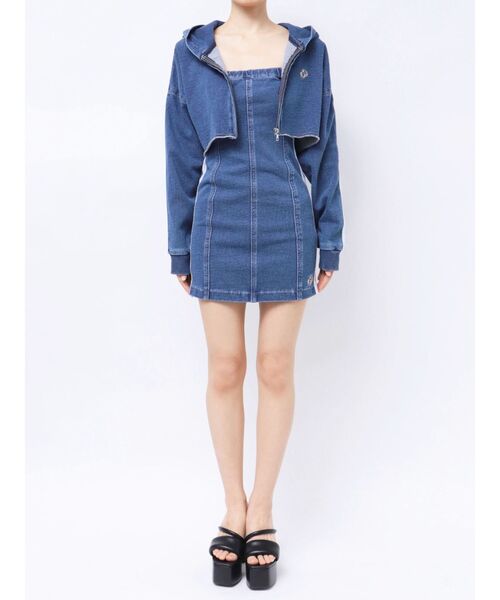 GYDA ブルゾン アウター GD 2ラインカットデニムショートZIP UP