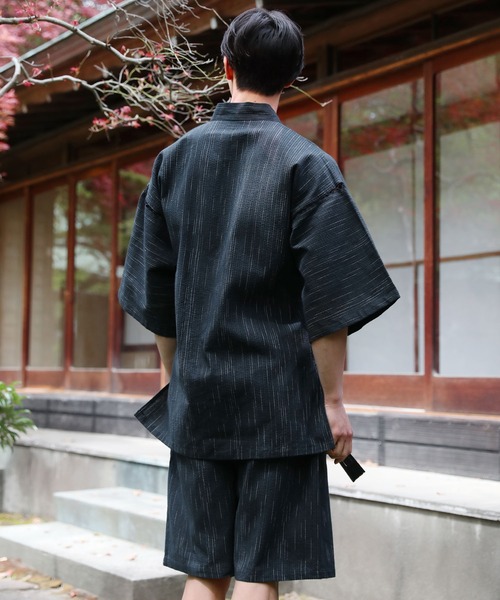 紬甚平 桜吹雪甚平 絡繰魂 242082 和柄 和風 刺繍 さくら サクラ 夏