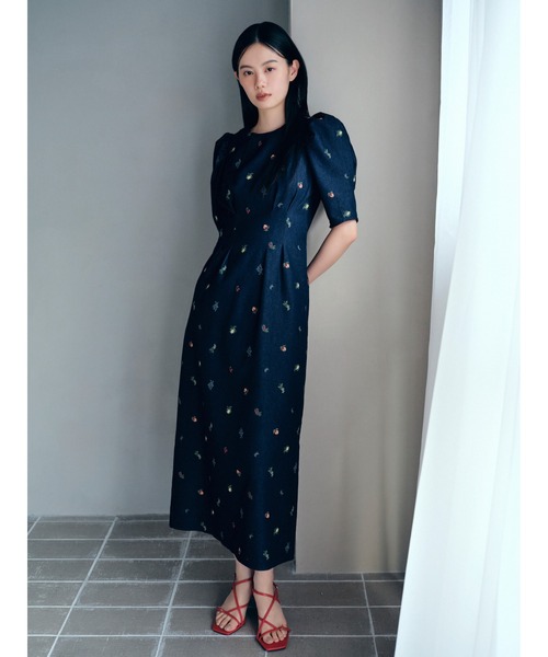 パフスリーブ♡エンブロイダリーワンピース FRAY I.D ワンピース フルーツエンブロイダリーパフスリーブ