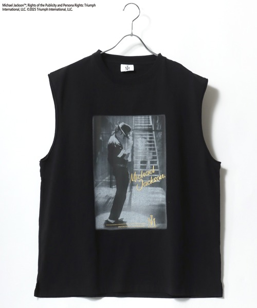 ヴィンテージ マイケルジャクソン プリントノースリーブTシャツ ブラック レア セール】Michael Jackson マイケル・ジャクソン ノースリーブ（T