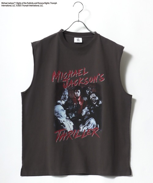ヴィンテージ マイケルジャクソン プリントノースリーブTシャツ ブラック レア セール】Michael Jackson マイケル・ジャクソン ノースリーブ（T