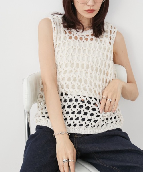 Auntie Rosa Holiday ベスト ジレ メッシュニットベスト
