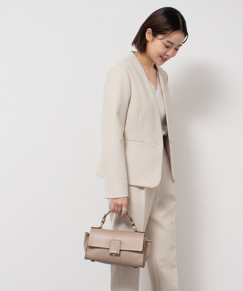 NOLLEY'S 美品　ノーカラー　ジャケット アウター　ネイビー 38 NOLLEY'S 「NOLLEY'S」 ノーカラージャケット 38 ネイビー