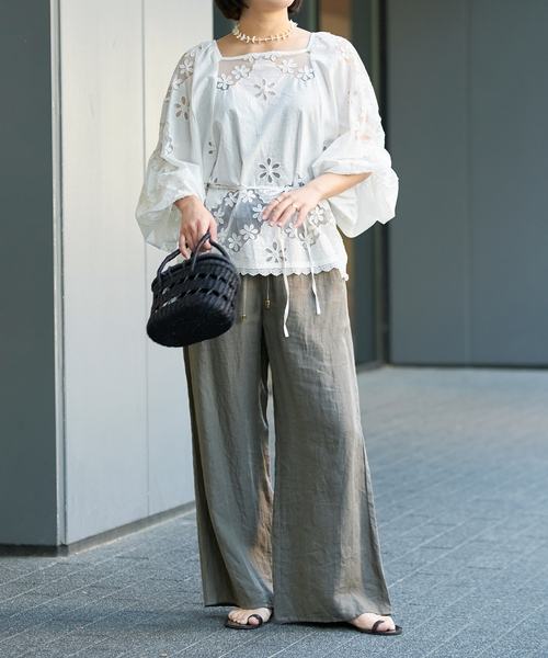 IENA ブラウス IENA LA BOUCLE ブラウス シャツ レースエンブロボイルブラウス