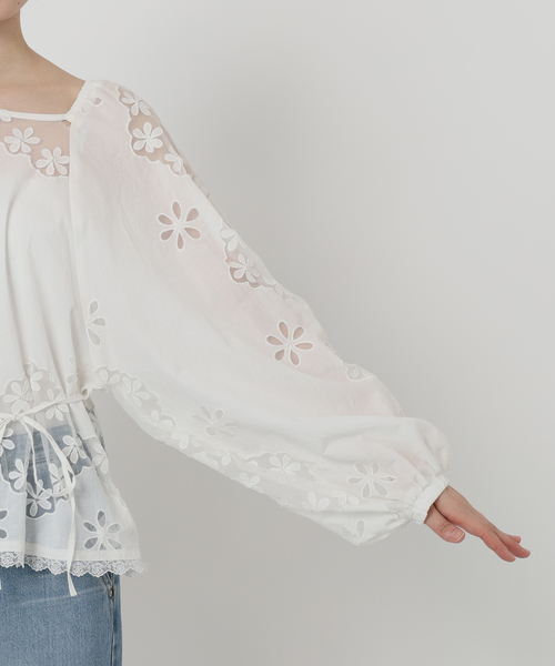 IENA LA BOUCLE ブラウス シャツ レースエンブロボイルブラウス