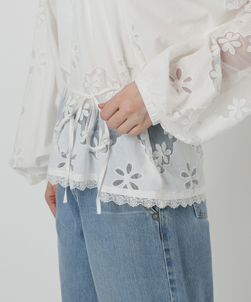 IENA LA BOUCLE ブラウス シャツ レースエンブロボイルブラウス