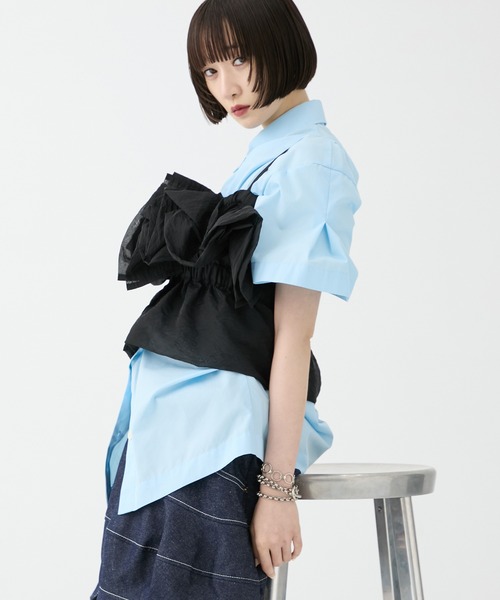 キャミソール 「HOUGA/ホウガ」「STUDIOUS別注」frower frill vest/フラワーフリルベスト
