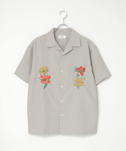 花柄 半袖シャツ VENCE EXCHANGE シャツ 半袖 フラワー刺繍半袖シャツ メンズ