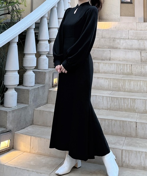 JUNOAH（ジュノア） 長袖ワンピース SMALL ブラック レディース