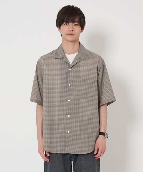 green label relaxing シャツ TWサイロ チェック オープンカラー