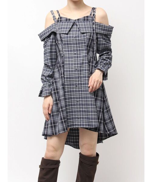 dazzlin（ダズリン） ワンピース レイヤードイレヘムシャツワンピース