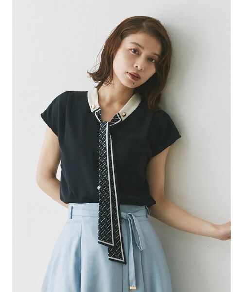 TONAL ブラウス シャツ スカーフタイドッキングフレンチブラウス