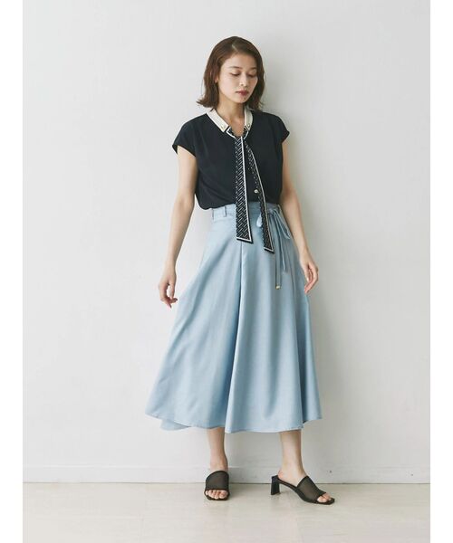 ブラウス シャツ スカーフタイドッキングフレンチブラウス レディース TONAL ブラウス シャツ スカーフタイドッキングフレンチブラウス