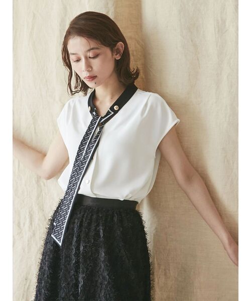 TONAL ブラウス シャツ スカーフタイドッキングフレンチブラウス