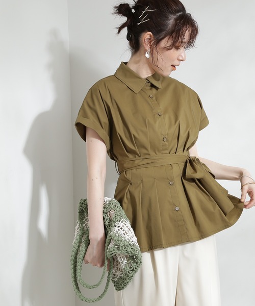 「N.（N. Natural Beauty Basic）」 半袖シャツ MEDIUM カーキ レディース