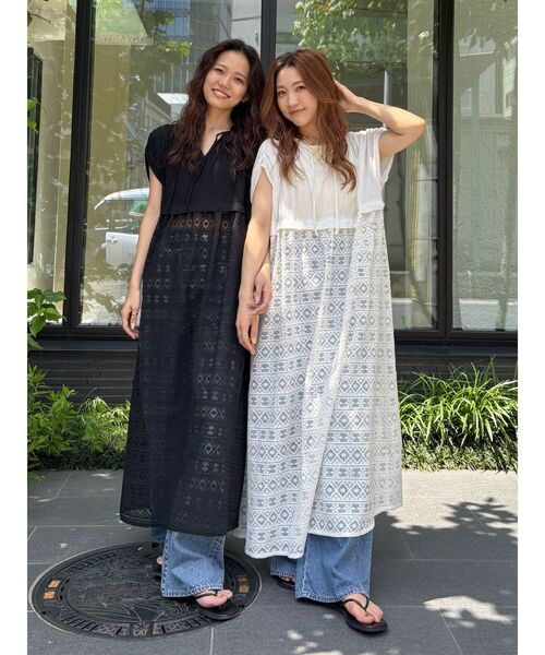 Ungrid（アングリッド） ワンピース メッシュレースノースリワンピース