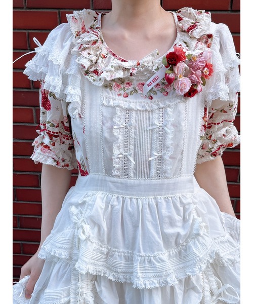 ピンクハウス❤️【未着用】ブーケプリント ポリワンピース❤️ PINK HOUSE ワンピース リボンブーケプリントワンピース