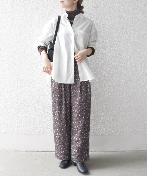 SHIPS any パンツ any:「手洗い可能」レオパード ジャカード ワイド