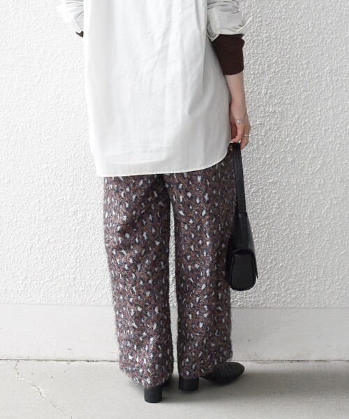 SHIPS any ワイドパンツ パンツ any:「手洗い可能」レオパード ジャ