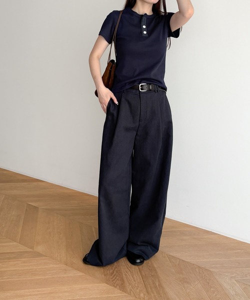 「CANAL JEAN」 「HARING」半袖カットソー ONE SIZE ネイビー レディース_画像7